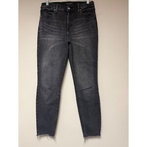 Lucky Brand Skinny Jeans Womens 10/30 Black Excellent High Rise Raw Hem Ankle